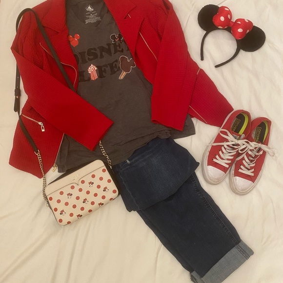 Chicos red lined knit moto style jacket - Picture 9 of 10